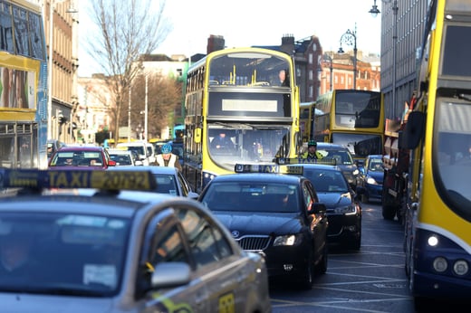 Picture of a traffic jam in Dublin City.